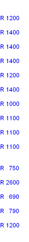 

R 1200

R 1400

R 1400

R 1400

R 1200

R 1400

R 1000

R 1100 

R 1100 

R 1100


R   750

R 2600

R   690

R   790

R 1200
